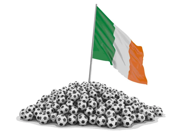 Palloni Calcio Con Bandiera Irlandese Immagine Con Percorso Ritaglio — Vettoriale Stock