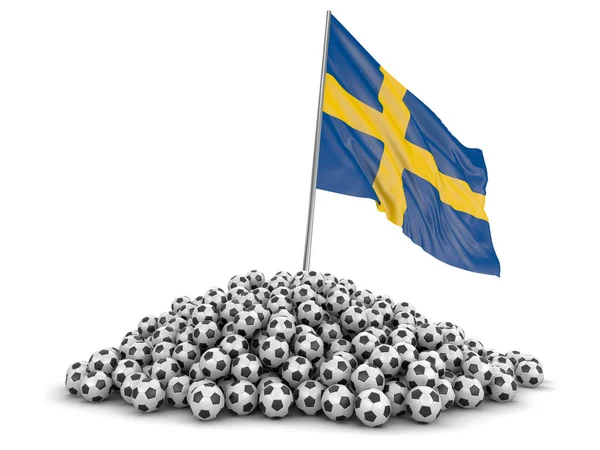Futebol Com Bandeira Sueca Imagem Com Caminho Recorte — Fotografia de Stock