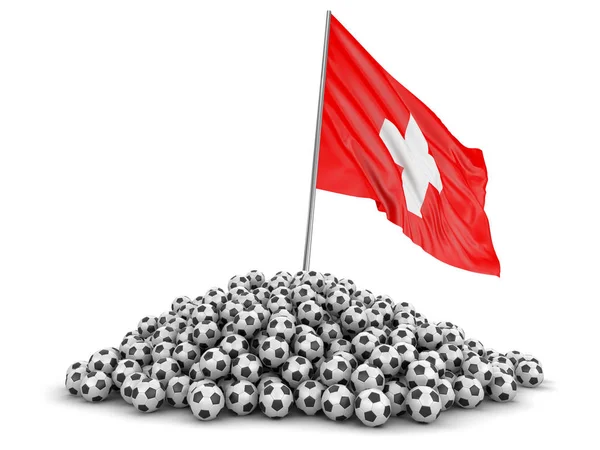 Piłka Nożna Piłka Nożna Flaga Szwajcarii Obraz Ścieżką Przycinającą — Zdjęcie stockowe