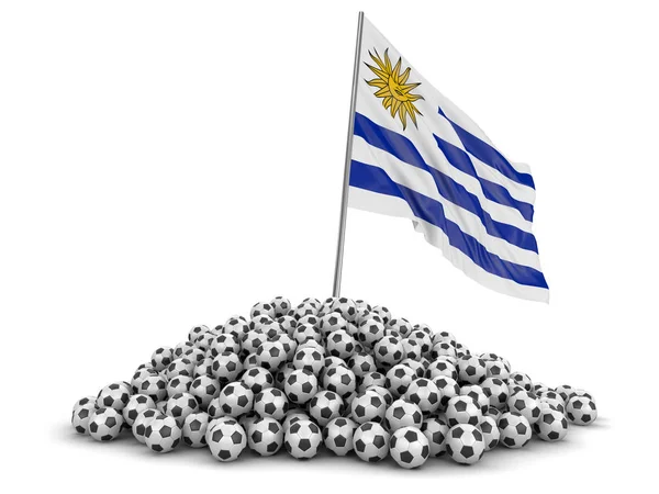 Футбол Флагом Уругвая Изображение Пути Обрезки — стоковое фото