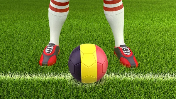 Man Soccer Ball Belgian Flag — Stock Photo, Image