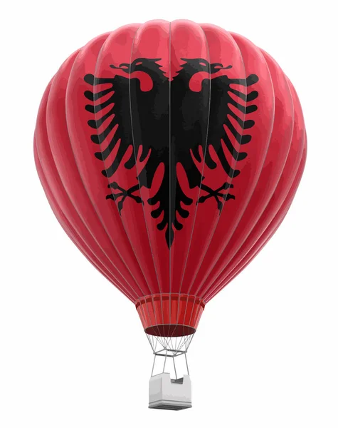 Воздушный Шар Албанским Флагом Изображение Пути Обрезки — стоковый вектор
