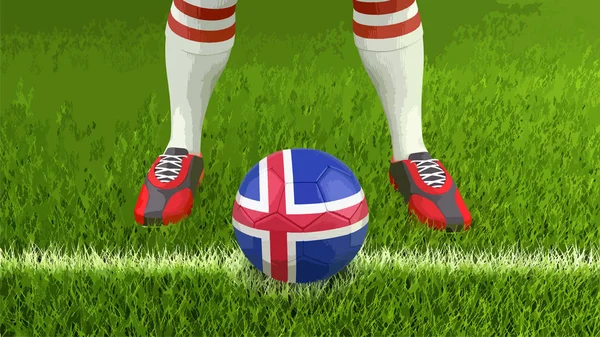 Man Soccer Ball Icelandic Flag — Stock Vector