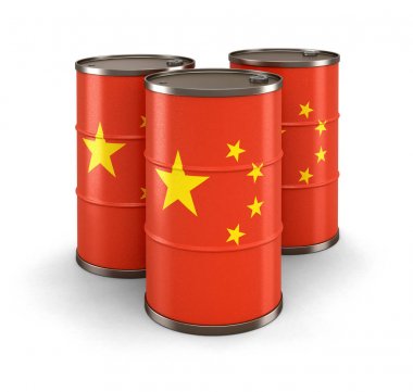 Çin'in petrol varil ile bayrak. Görüntü kırpma yolu ile