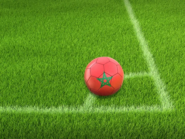Futebol Futebol Com Bandeira Marroquina — Fotografia de Stock