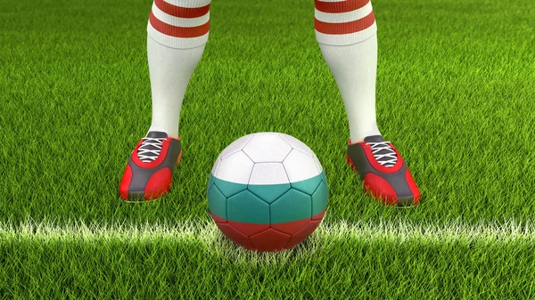 Man Soccer Ball Bulgarian Flag — Stock Photo, Image