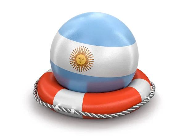 Ball Argentinian Flag Lifebuoy Image Clipping Path — Stock Photo, Image