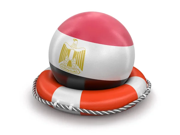 Bal Met Egyptische Vlag Reddingsboei Afbeelding Met Uitknippad — Stockfoto
