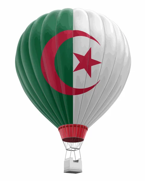 Balon Udara Panas Dengan Bendera Aljazair Gambar Dengan Tapak Kliping - Stok Vektor