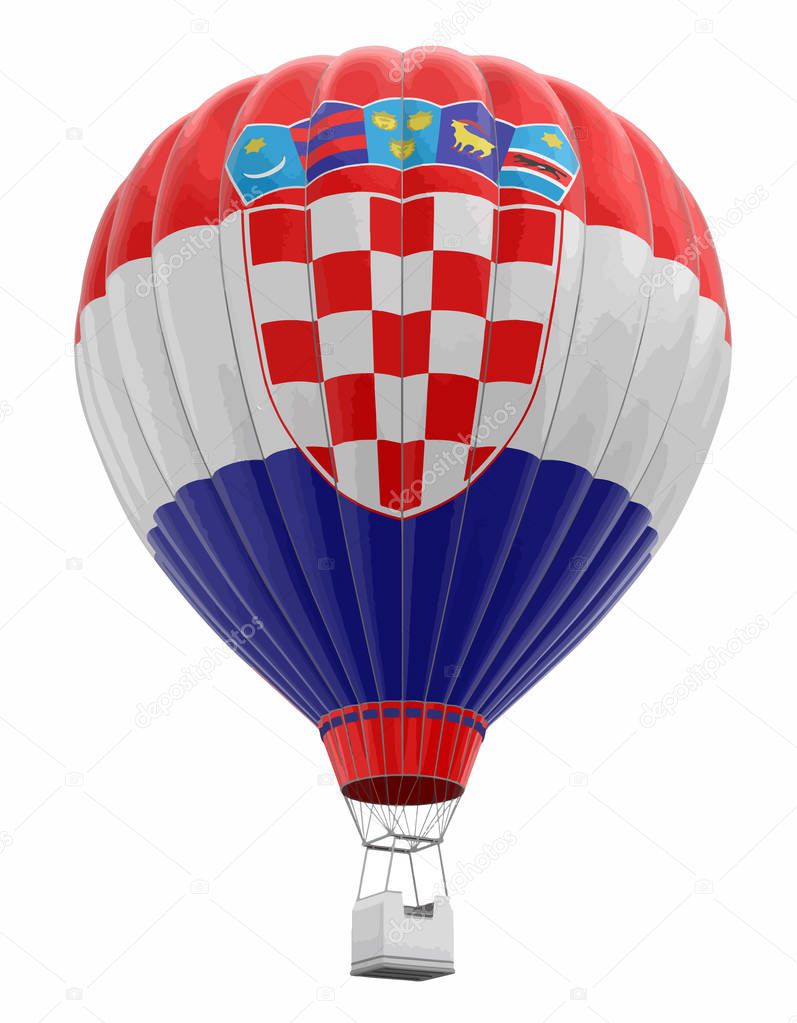 Hot Air Balloon with Croatian Flag. Image with clipping path