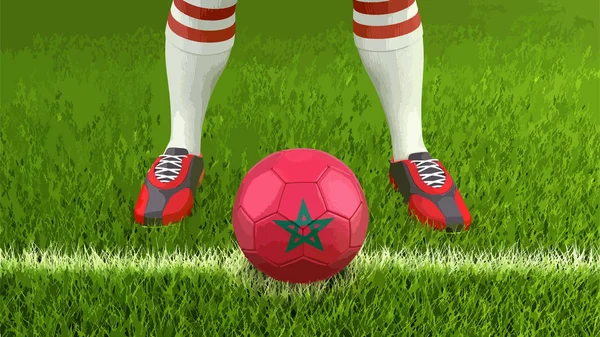 Člověk Fotbalový Míč Marocká Vlajka — Stockový vektor