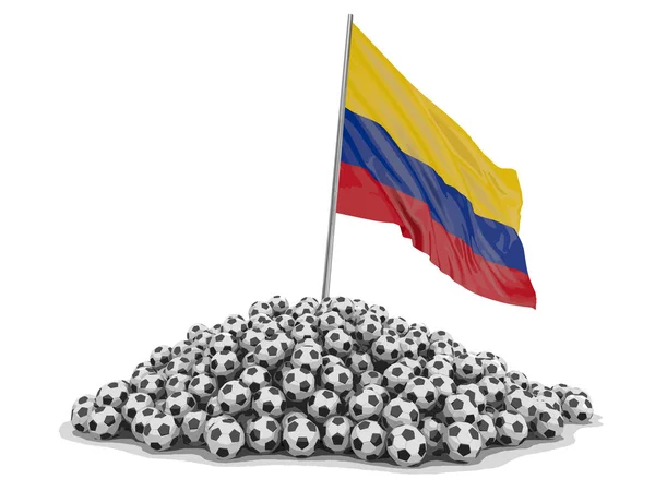 Футбол Колумбийским Флагом Изображение Пути Обрезки — стоковый вектор