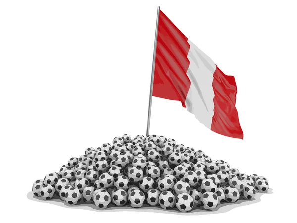 Pile Soccer Footballs Peruvian Flag Image Clipping Path — Stock Vector