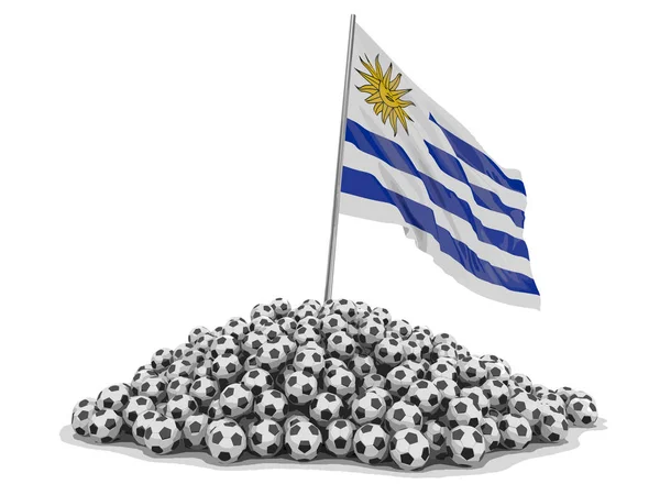 Футбольные Мячи Флагом Уругвая Изображение Пути Обрезки — стоковый вектор