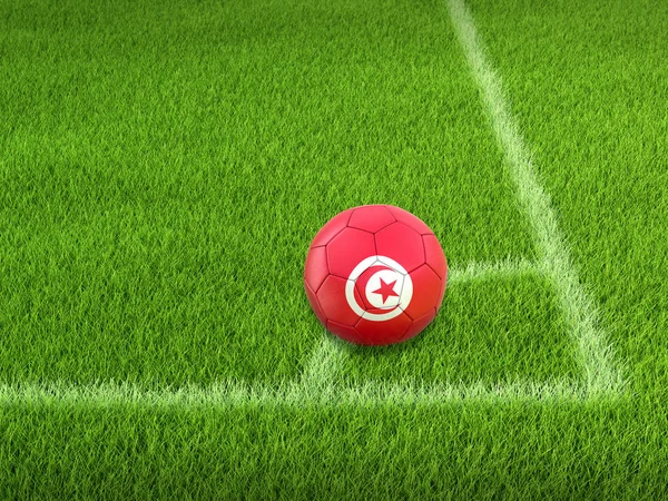Futebol Futebol Com Bandeira Tunisina — Fotografia de Stock