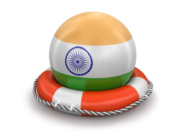 Ball Indian Flag Lifebuoy Image Clipping Path — Stock Photo, Image