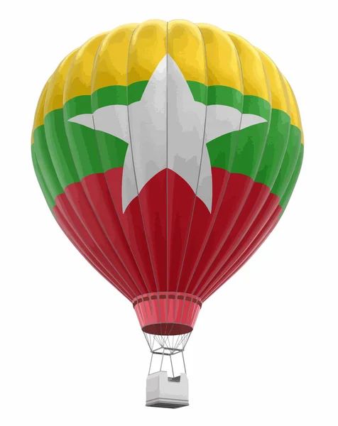 Hot Air Balloon Myanmar Flag Image Clipping Path — Stock Vector