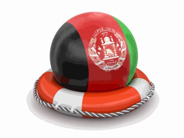 Lifebuoy Afganistan Afganisi bayrağı topla. Görüntü kırpma yolu ile