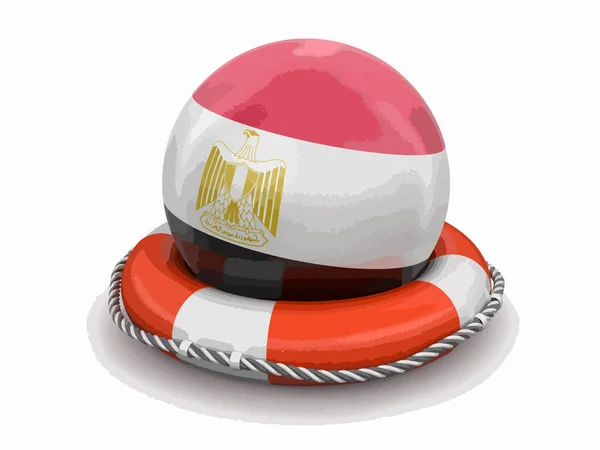 Bal Met Egyptische Vlag Reddingsboei Afbeelding Met Uitknippad — Stockvector