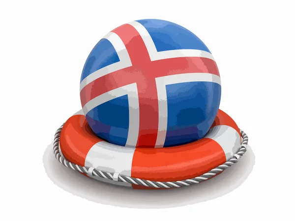 Ball Icelandic Flag Lifebuoy Image Clipping Path — Stock Vector