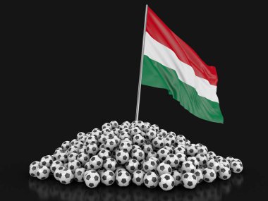 Macar bayrak ile futbol topu. Görüntü kırpma yolu ile