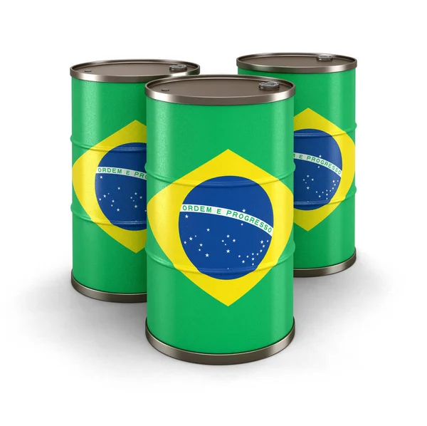 Нефтяная Бочка Флагом Бразилии Изображение Пути Обрезки — стоковое фото