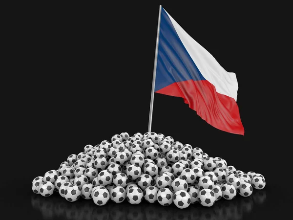 Piłka Nożna Piłki Nożne Flagą Czeski Obraz Ścieżką Przycinającą — Zdjęcie stockowe