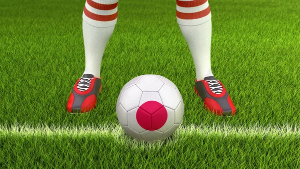 Man Soccer Ball Japanese Flag — Stock Photo, Image