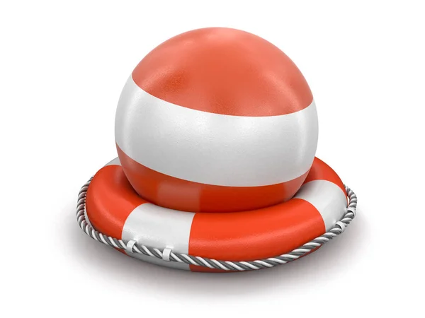 Ball Austrian Flag Lifebuoy Image Clipping Path — Stock Photo, Image