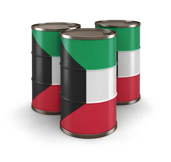 Barril Petróleo Com Bandeira Kuwait Imagem Com Caminho Recorte — Fotografia de Stock