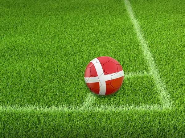 Danimarka Bayrağı Ile Futbol Futbol — Stok fotoğraf