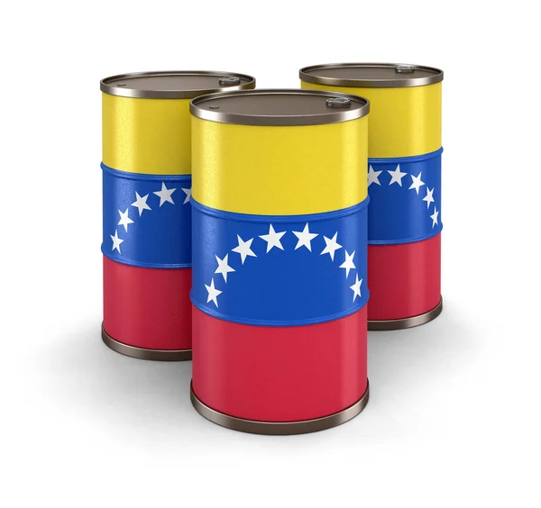 Barril Petróleo Con Bandera Venezuela Imagen Con Ruta Recorte — Foto de Stock