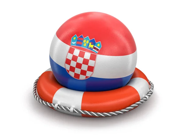 Boll Med Kroatiska Flagga Livboj Bild Med Urklippsbana — Stockfoto