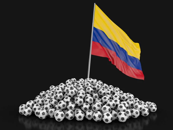 Piłka Nożna Piłki Nożne Flaga Kolumbii Obraz Ścieżką Przycinającą — Zdjęcie stockowe