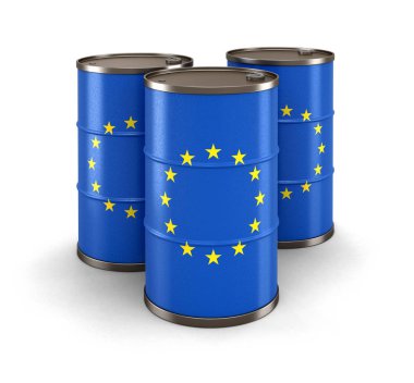 Avrupa Birliği'nin petrol varil ile bayrak. Görüntü kırpma yolu ile
