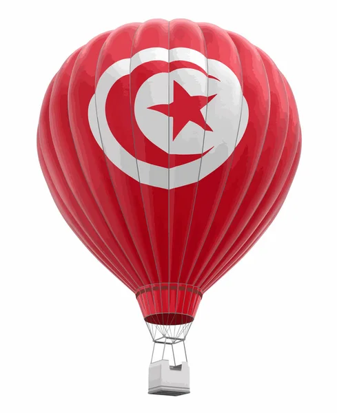 Hot Air Balloon Tunisian Flag Image Clipping Path — Stock Vector