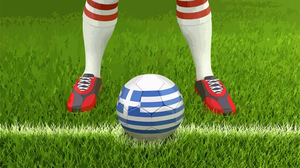 男人和足球球与希腊国旗 — 图库矢量图片