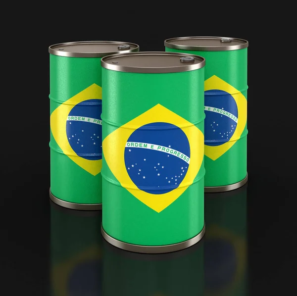 Ölfass Mit Brasilianischer Flagge Bild Mit Ausschnittspfad — Stockfoto