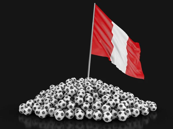 Kupie Piłki Nożnej Peruwiańskiej Flagi Obraz Ścieżką Przycinającą — Zdjęcie stockowe