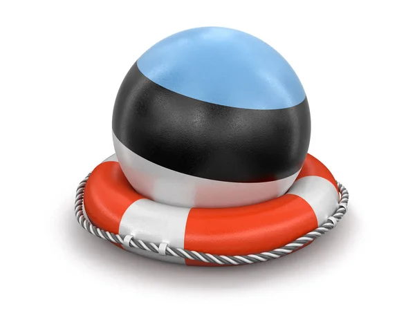 Ball Estonian Flag Lifebuoy Image Clipping Path — Stock Photo, Image