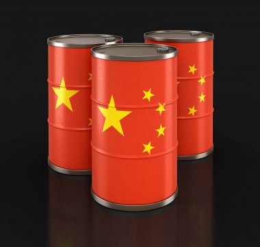 Çin'in petrol varil ile bayrak. Görüntü kırpma yolu ile