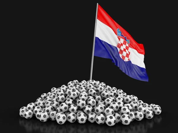 Футбольные Мячи Хорватским Флагом Изображение Пути Обрезки — стоковое фото