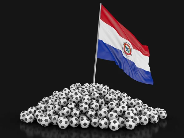 Kupie Piłki Nożnej Flaga Paragwajska Obraz Ścieżką Przycinającą — Zdjęcie stockowe