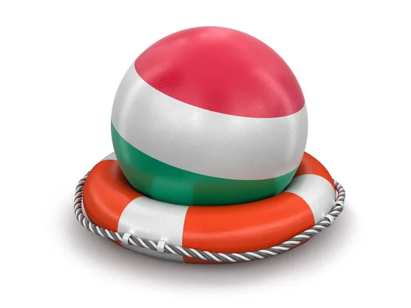 Bola Con Bandera Húngara Boya Salvavidas Imagen Con Ruta Recorte — Foto de Stock