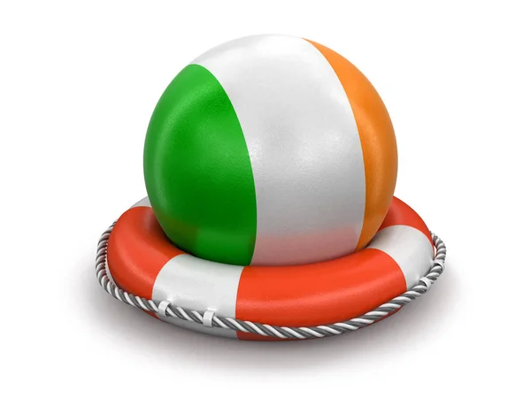 Bola Com Bandeira Irlandesa Boia Salva Vidas Imagem Com Caminho — Fotografia de Stock