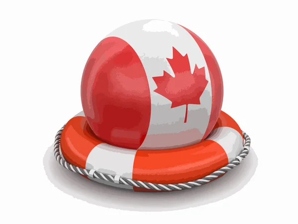 Bola Com Bandeira Canadiana Boia Salva Vidas Imagem Com Caminho — Vetor de Stock