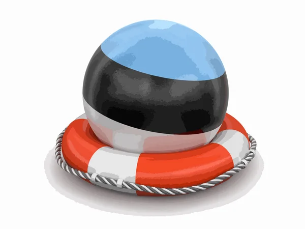 Ball Estonian Flag Lifebuoy Image Clipping Path — Stock Vector