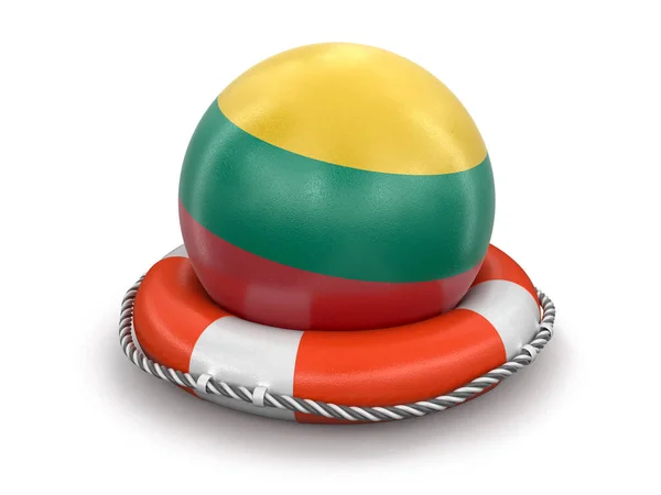 Ball Lithuanian Flag Lifebuoy Image Clipping Path — Stock Photo, Image