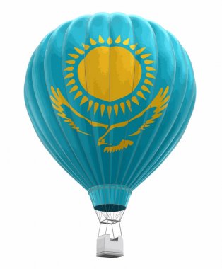 Hot Air Balloon with Kazakh Flag. Image with clipping path clipart