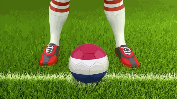 Man Soccer Ball Netherlands Flag — Stock Vector